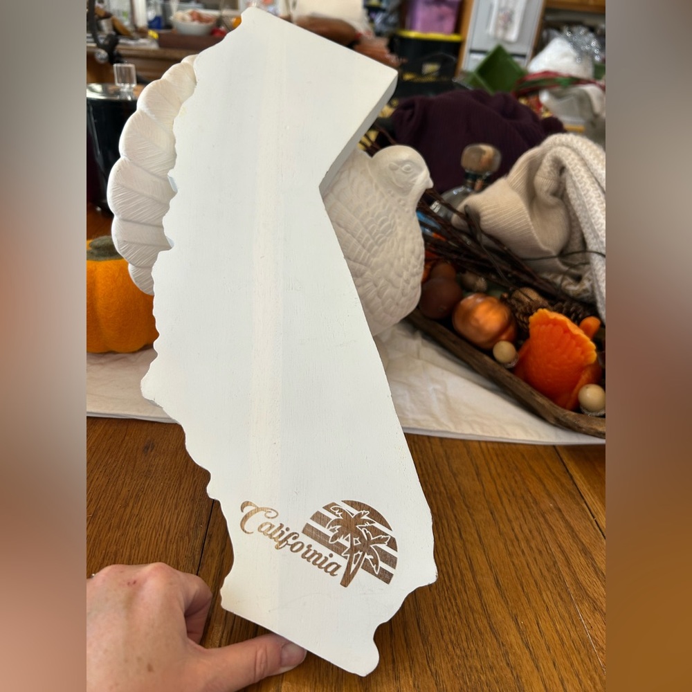 HOMEGOODS Wooden 20” California Shaped Cheese Fruit Board